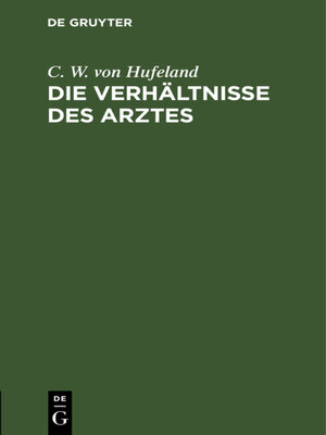 cover image of Die Verhältnisse des Arztes